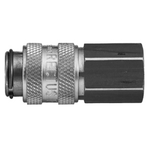 45593205 Coupling - Dry Break - Female Thread Double shut-off quick couplings with flatsealing or dry-break system for leak-free design. (KL series). On the coupling and plug, our leak-free coupling systems have valves that build up no dead-space volume. As such, when the connection is broken, no drops of the medium being channelled are able to escape. This variant is especially suitable for transporting aggressive media or in sensitive environments like in cleanrooms.