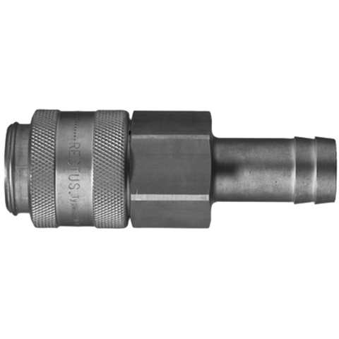 46427795 Coupling - Dry Break - Hose Barb Double shut-off quick couplings with flatsealing or dry-break system for leak-free design. (KL series). On the coupling and plug, our leak-free coupling systems have valves that build up no dead-space volume. As such, when the connection is broken, no drops of the medium being channelled are able to escape. This variant is especially suitable for transporting aggressive media or in sensitive environments like in cleanrooms.