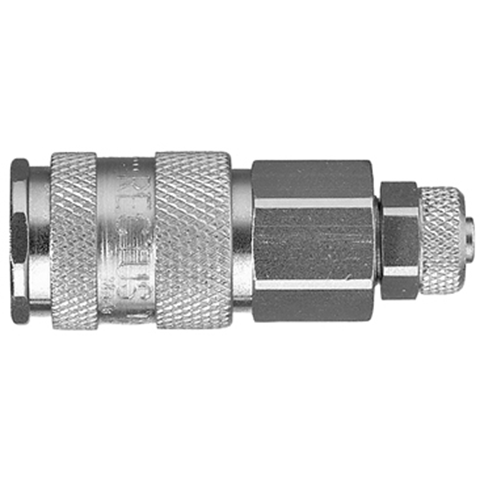 48085265 Coupling - Dry Break - Plastic Hose Connection Double shut-off quick couplings with flatsealing or dry-break system for leak-free design. (KL series). On the coupling and plug, our leak-free coupling systems have valves that build up no dead-space volume. As such, when the connection is broken, no drops of the medium being channelled are able to escape. This variant is especially suitable for transporting aggressive media or in sensitive environments like in cleanrooms.