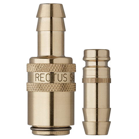 48900235 Nipple - Straight Through - Male Thread Serto and Rectus  quick coupling Straight through nipples and plugs with full bore work without a valve and thus achieve the best possible flow (flow). The turbulence which is normally caused by the intergrated valves is not present.