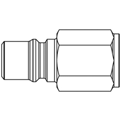 48902030 Nippel - Dubbel Afsluitend - Binnendraad Dubbelzijdig afsluitende nippel (KB serie). Dubbelzijdig afsluitend: bij de snelkoppelingen met een klep in zowel de koppeling als de nippel stopt het medium met vloeien wanneer de snelkoppeling wordt losgekoppeld. Het medium blijft in de slang of buis en de druk blijft gehandhaafd, op deze manier kan er met minimaal verlies ontkoppeld worden.
