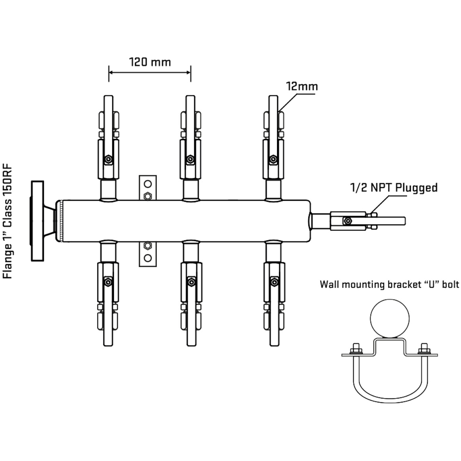 M506B100111 Manifolds Stainless Steel Double Sided