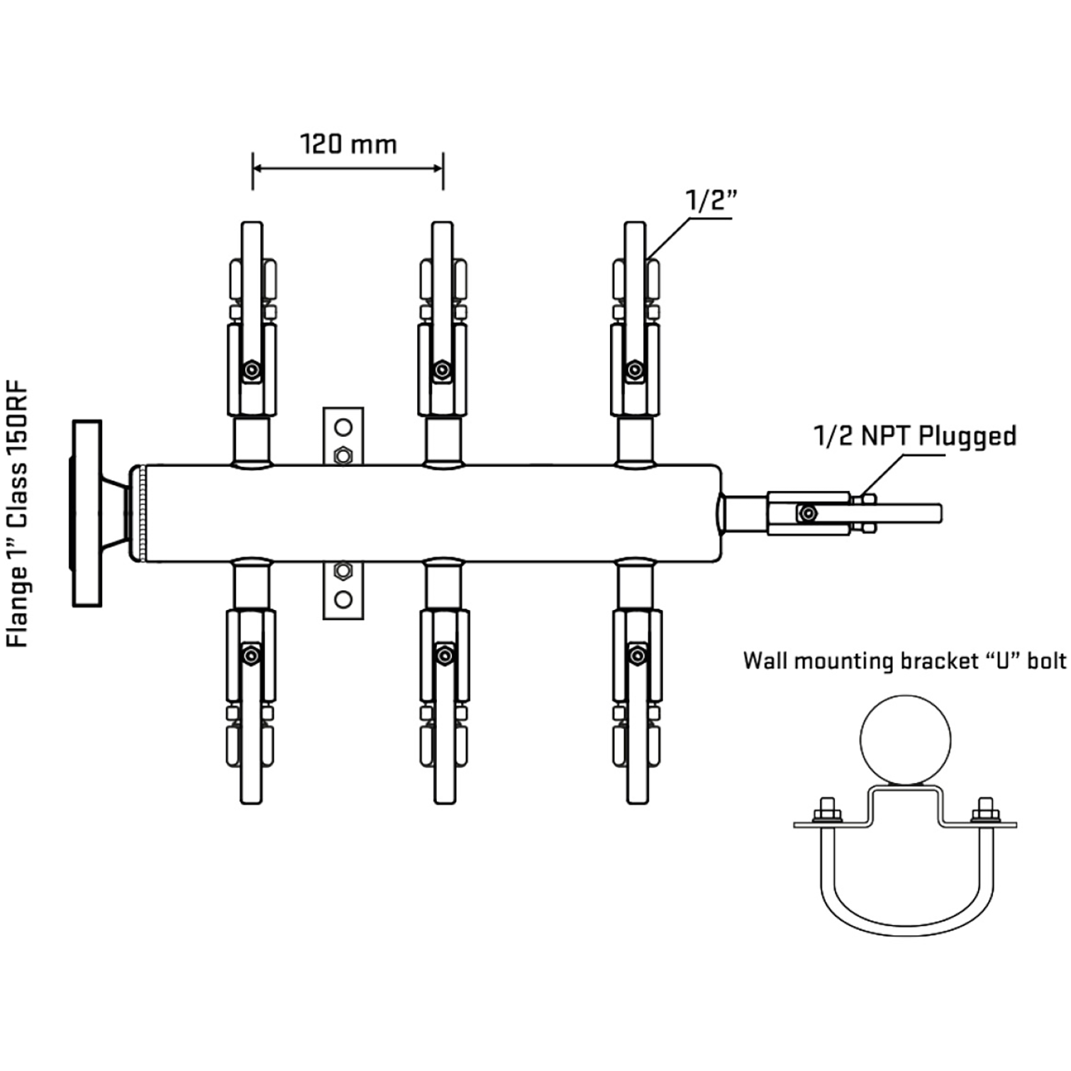 M506B120111 Manifolds Stainless Steel Double Sided