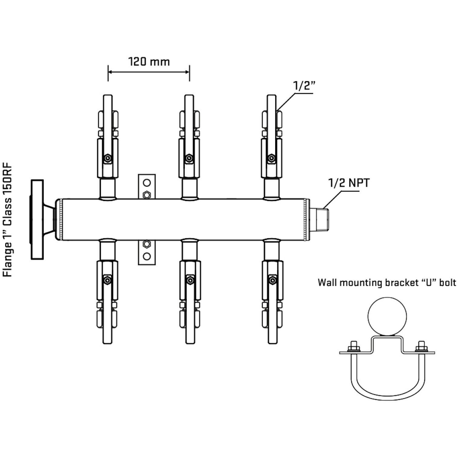 M506B120131 Manifolds Stainless Steel Double Sided