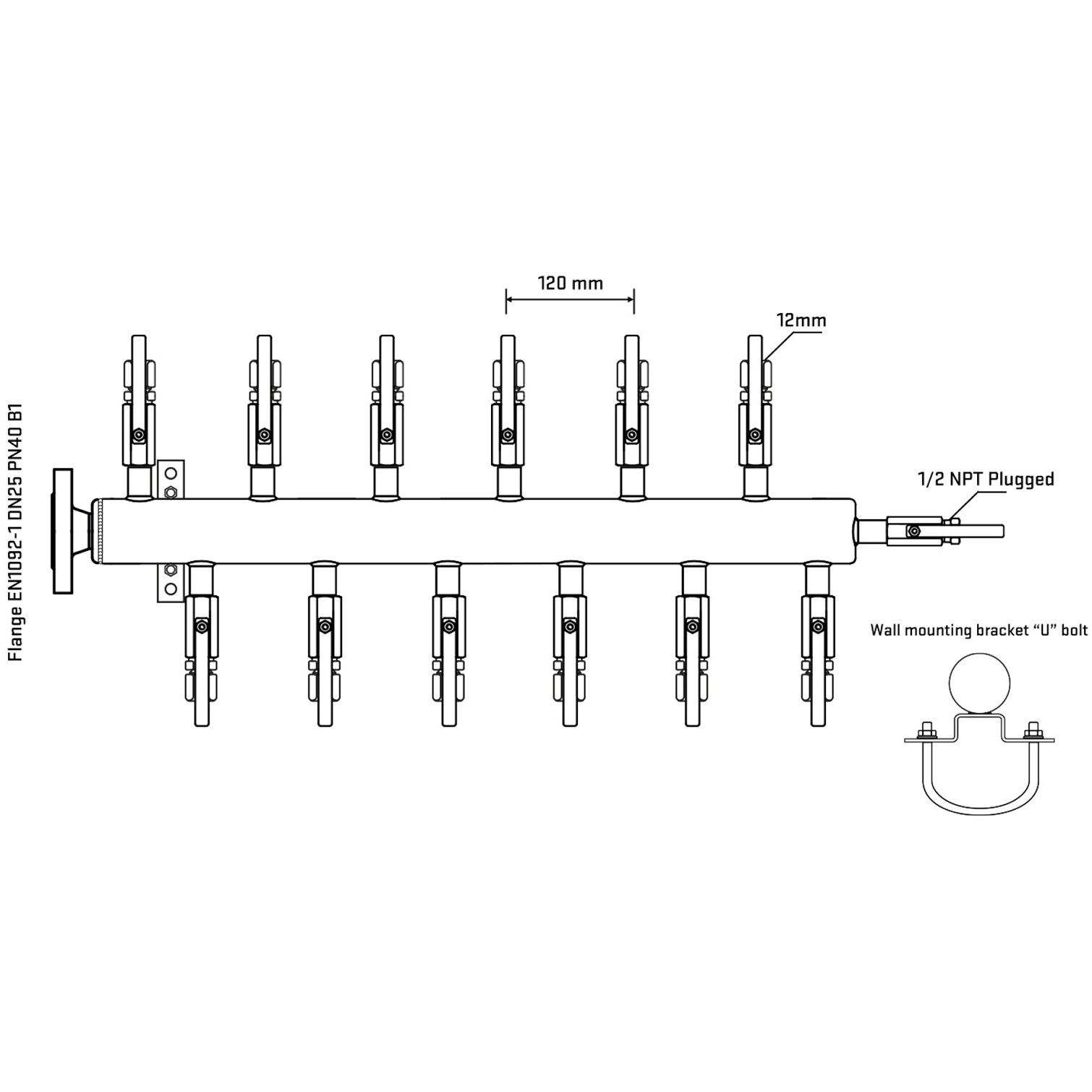 M5F2B100311 Manifolds Stainless Steel Double Sided