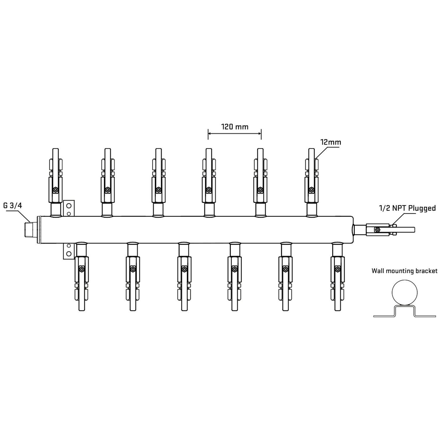 M5F2B100412 Manifolds Stainless Steel Double Sided