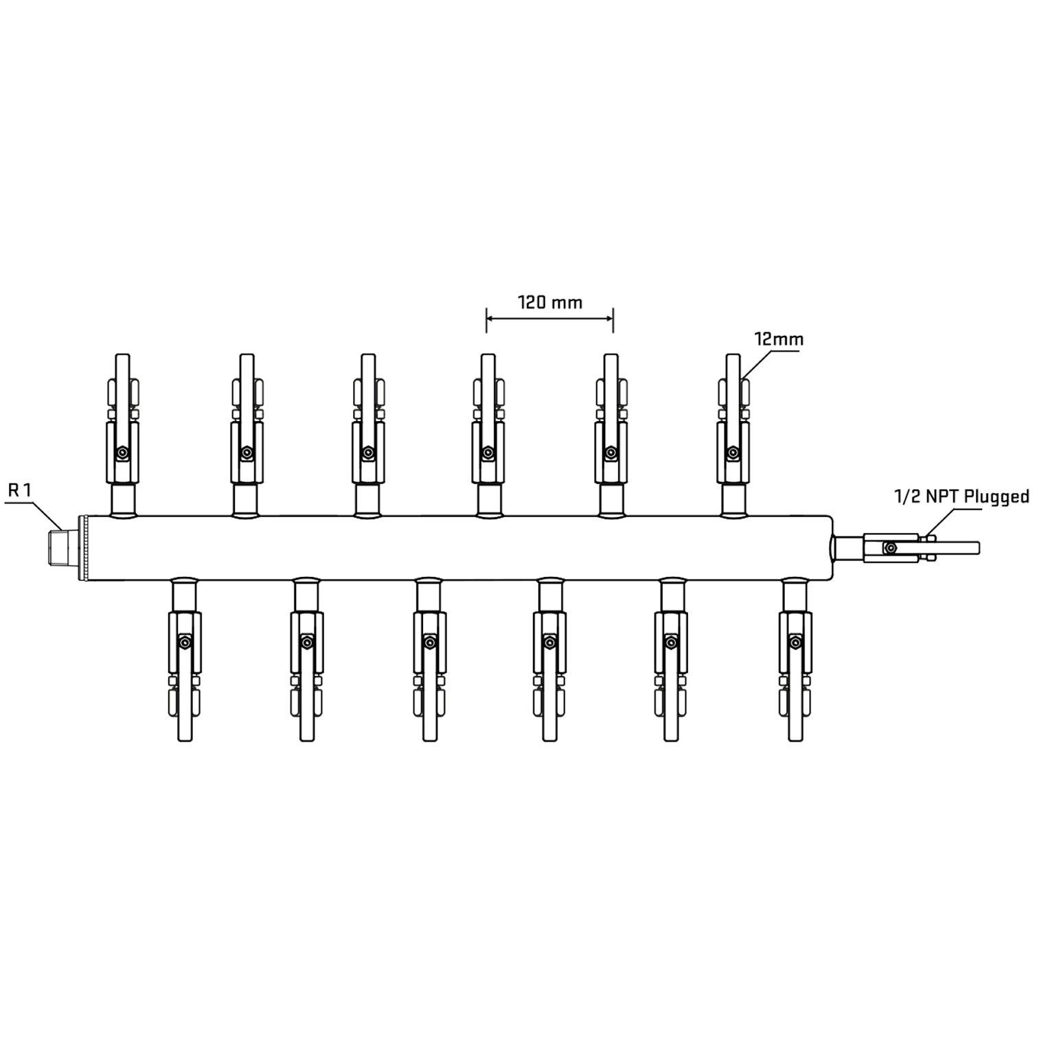 M5F2B100510 Manifolds Stainless Steel Double Sided