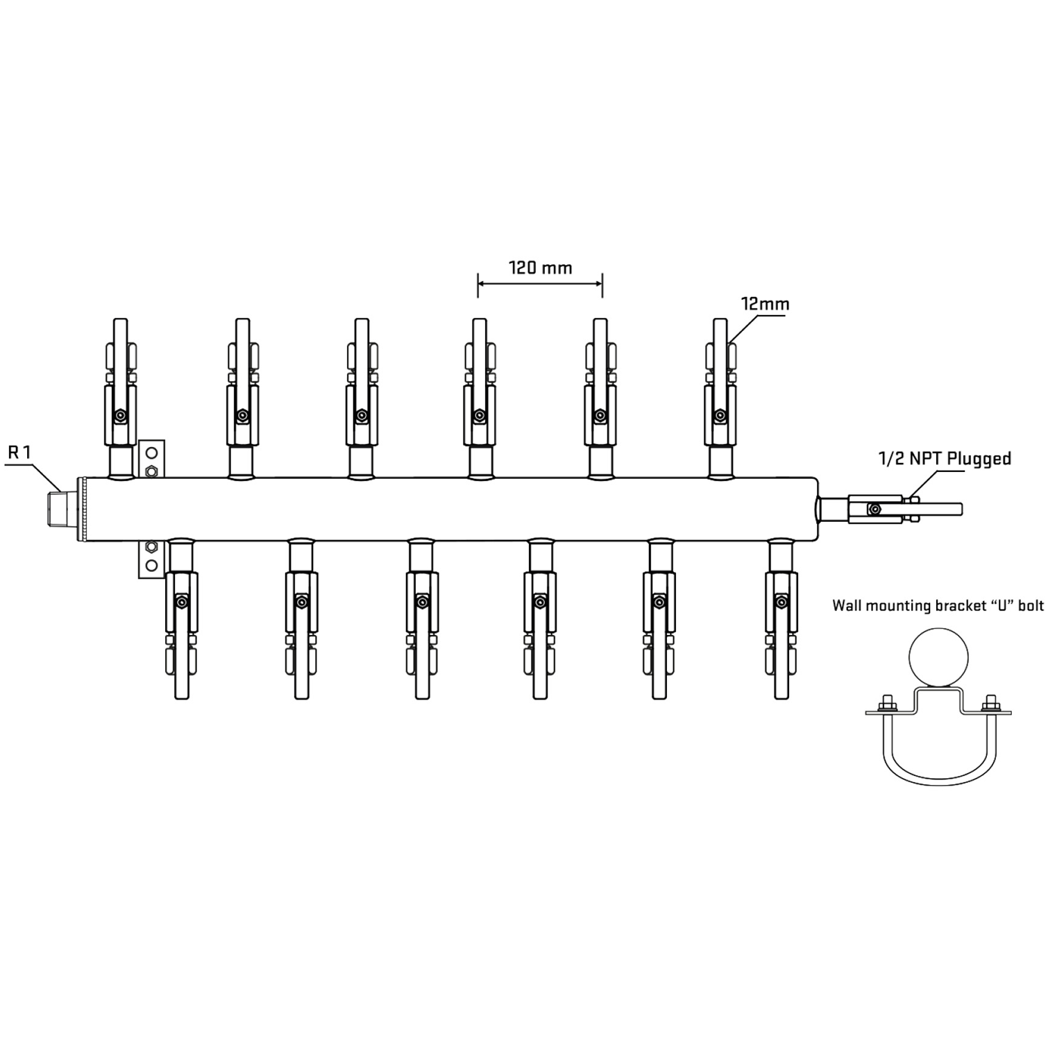 M5F2B100511 Manifolds Stainless Steel Double Sided