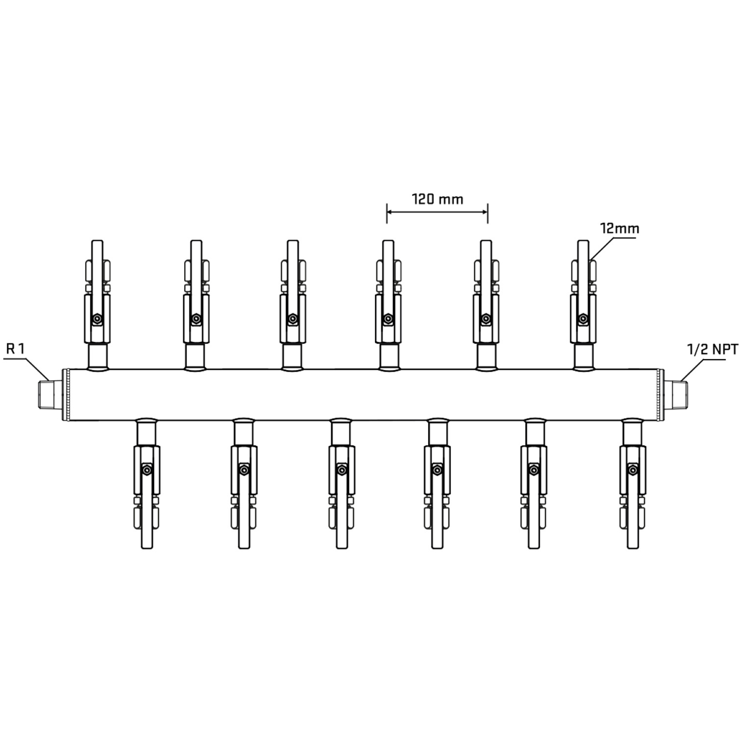 M5F2B100530 Manifolds Stainless Steel Double Sided