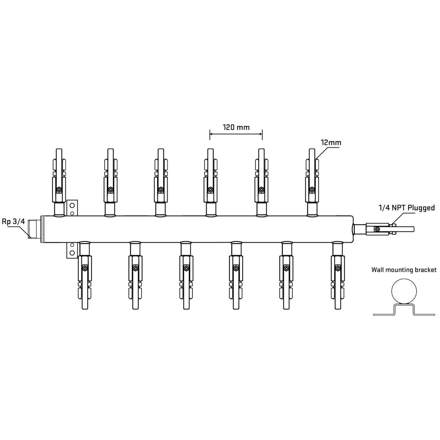 M5F2B100622 Manifolds Stainless Steel Double Sided