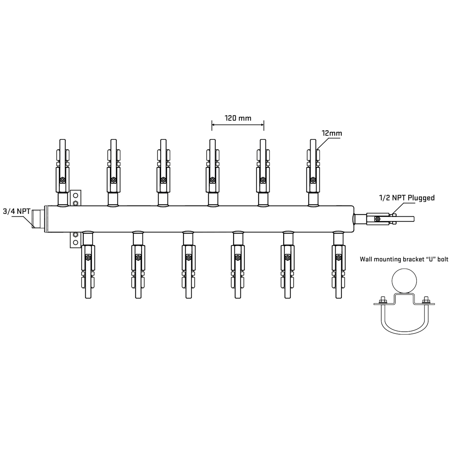 M5F2B101011 Manifolds Stainless Steel Double Sided