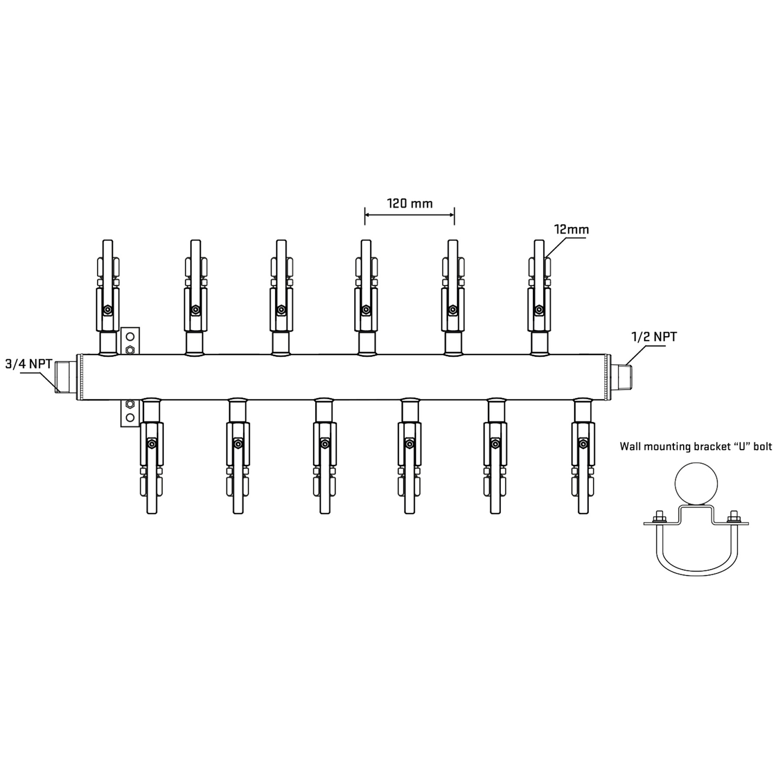 M5F2B101031 Manifolds Stainless Steel Double Sided