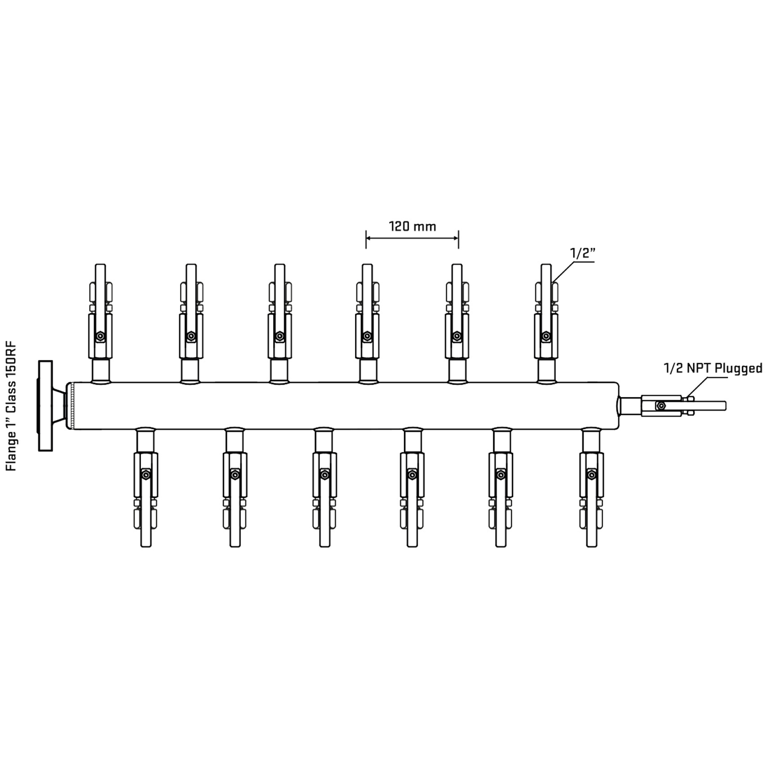 M5F2B120110 Manifolds Stainless Steel Double Sided