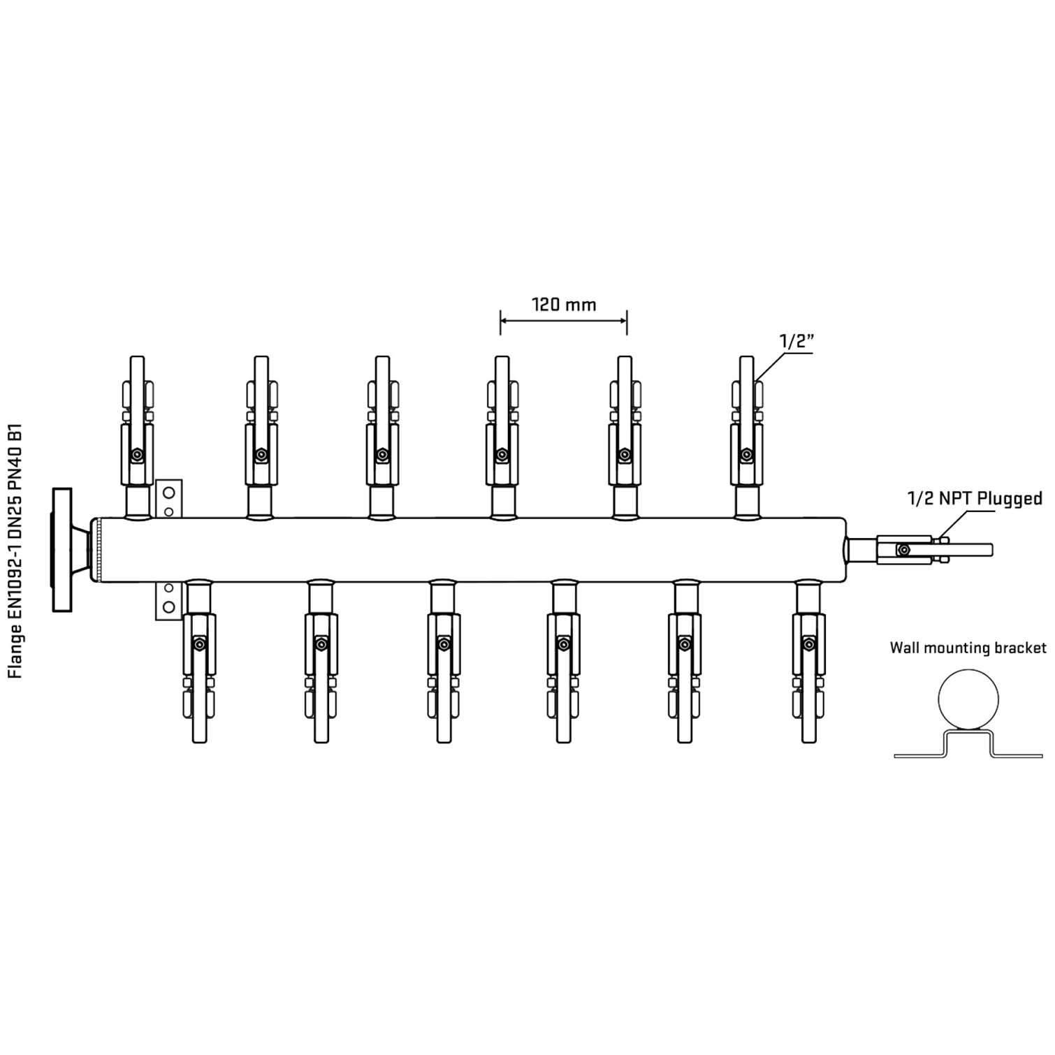 M5F2B120312 Manifolds Stainless Steel Double Sided