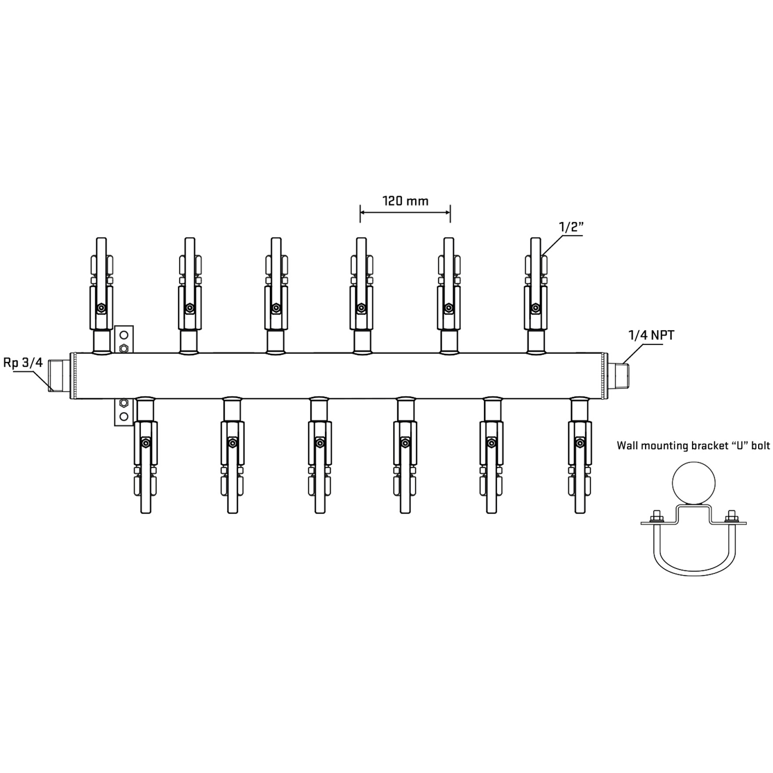 M5F2B120641 Manifolds Stainless Steel Double Sided