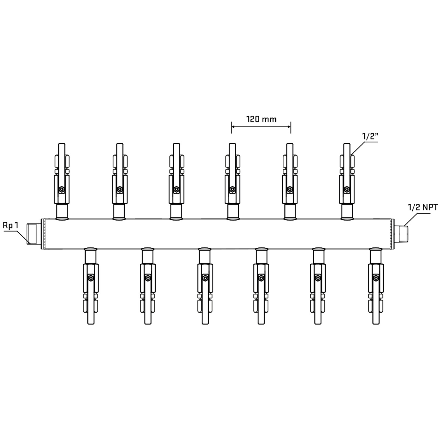 M5F2B120730 Manifolds Stainless Steel Double Sided