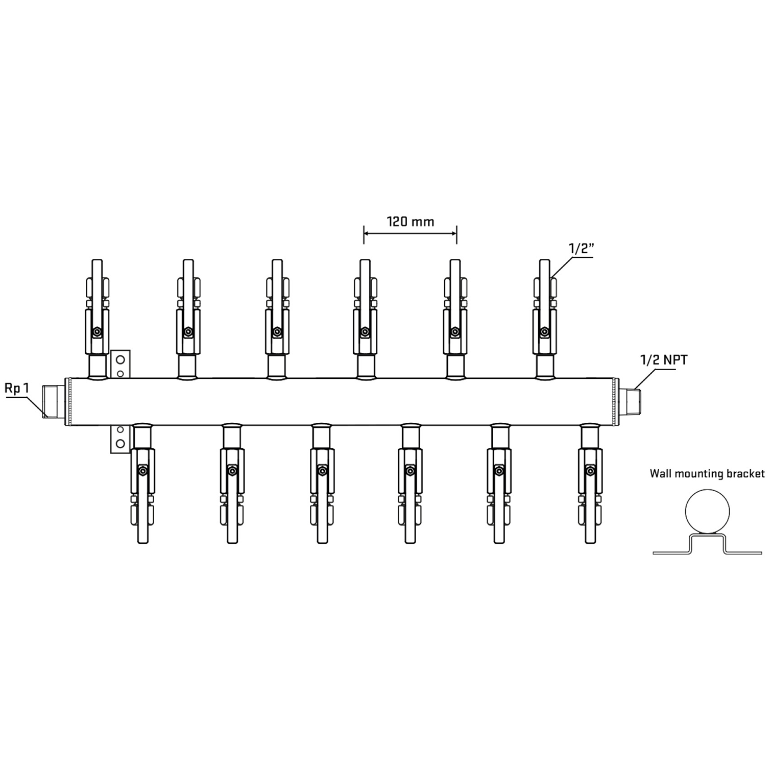 M5F2B120732 Manifolds Stainless Steel Double Sided